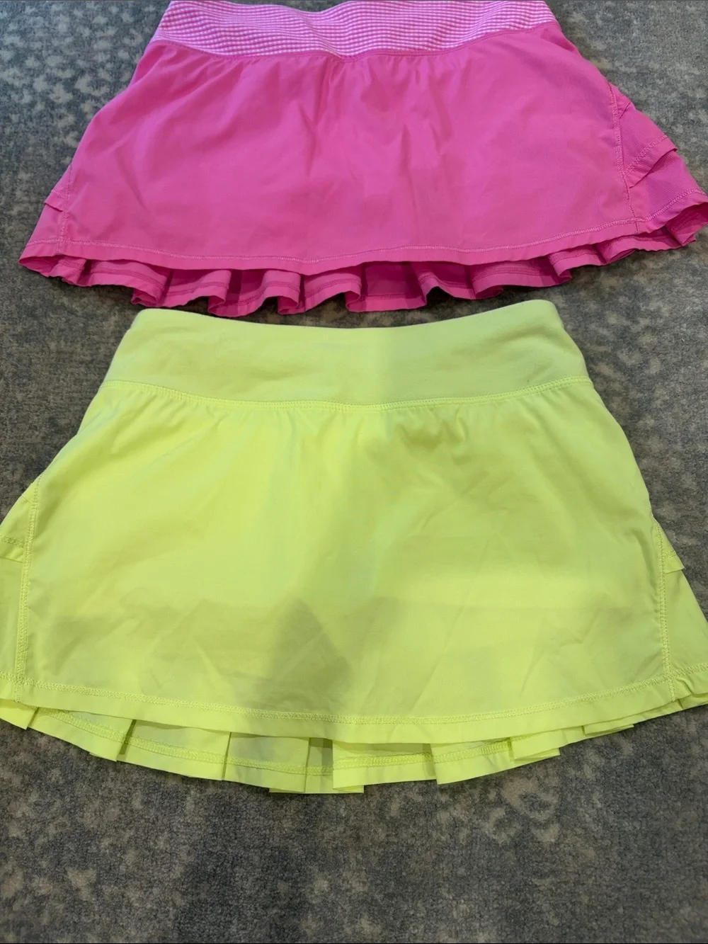 Girls' Ruffled Active Skorts Pink & Neon Yellow (2)